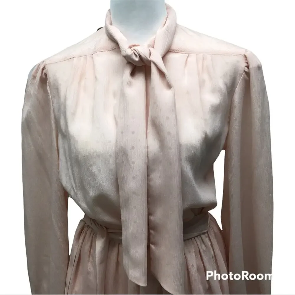 Vintage Breckenridge Pink Tie Blouse and Skirt Set Size 8 - Picture 2 of 11
